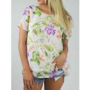 Show Me Your MuMu Short Sleeve Floral Blouse